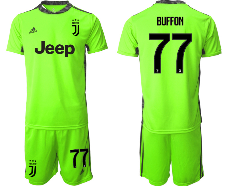 Men 2020-2021 club Juventus fluorescent green goalkeeper #77 Soccer Jerseys